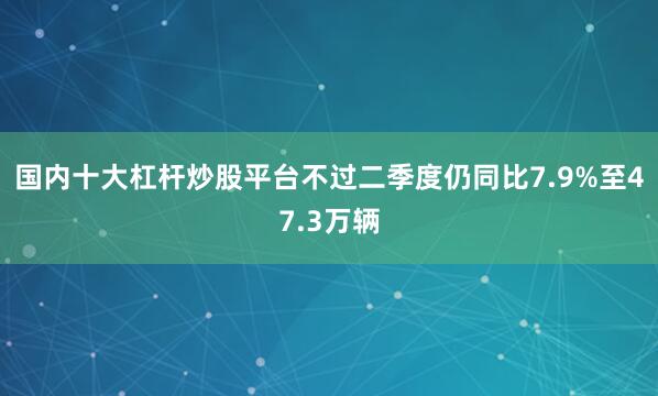 国内十大杠杆炒股平台不过二季度仍同比7.9%至47.3万辆